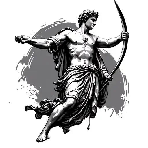 Ancient Roman Statue Throwing Javelin