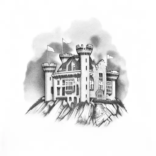 Irish Castle In Ruins On A Green Hillside