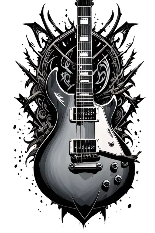 Cool Electric Guitar Surrounded By Gothic Elements