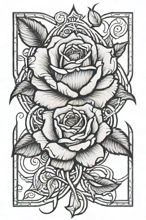 Stain Glass Rose Intertwined