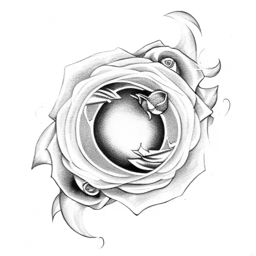 Black And Gray Infinity Rose And Crescent Moon
