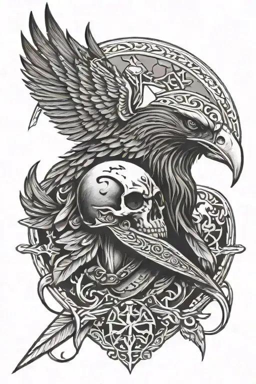 Viking Warrior Raven Skull