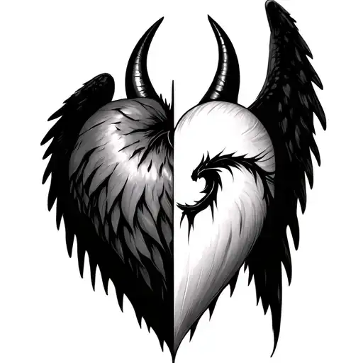 Heart Half And Half Angel Devil