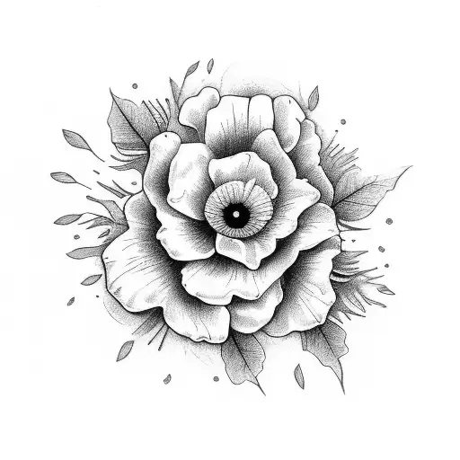 Birth Flowers For October May And February In A Bouquet Black And White Outlines