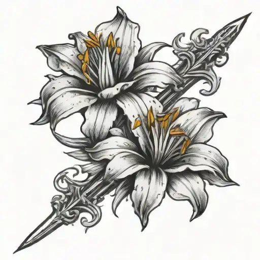 Lily Flower With Swords Crossed