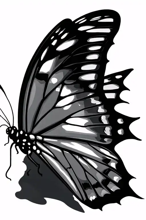 Butterfly With Broken Wings Spread