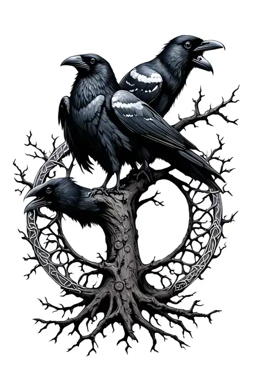 Nordic Mythology Odins 2 Ravens Tree Of Life Nordic Symbols