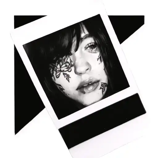 A Fading Polaroid Or Photograph With Empty Space Next To A Person