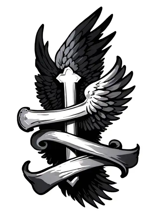 Cross And Wings Scroll