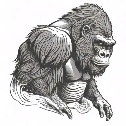 Silverback Gorilla With A Weapon Above His Head