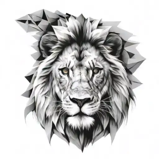 Realistic Lion Smoothly Transitioning To Polygonal Lion