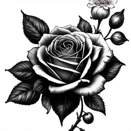 Rose And Cherry Blossom