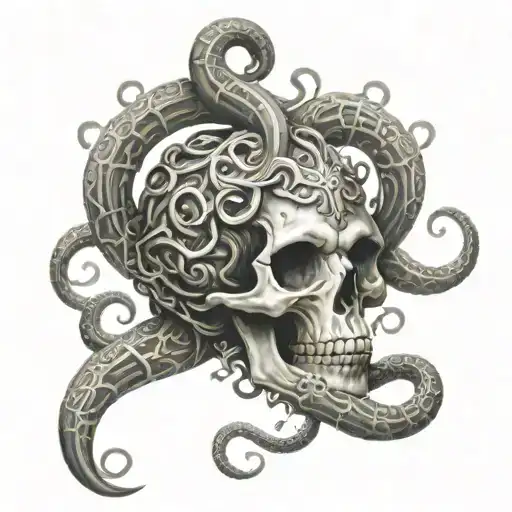 Medusa Skull With Skeleton Snakes Gray