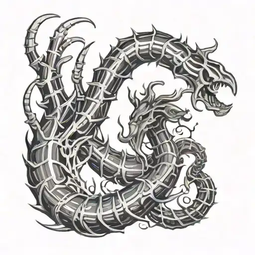 Centipede Wrapping Itself Around A Street With Deer Antlers