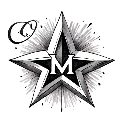 Simple Star With Initials L M Letter