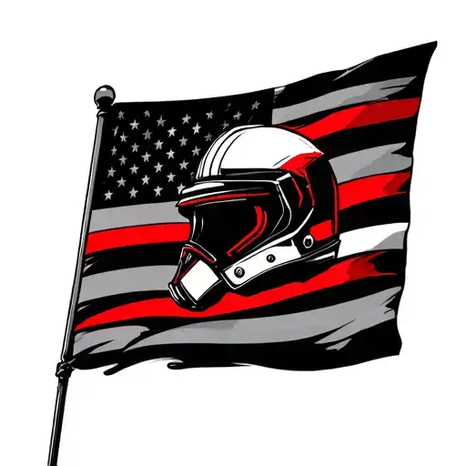 Thin Red Line Flag With Helmet