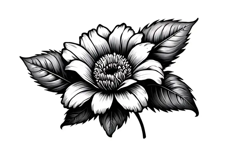 Flower With Leaf To The Wind