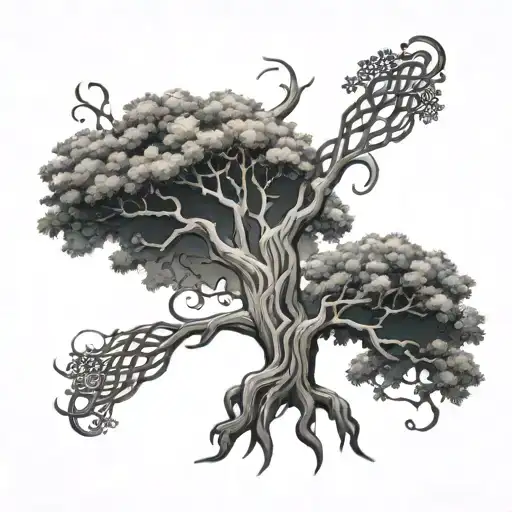 Yggdrisil And Celtic Tree Intertwined