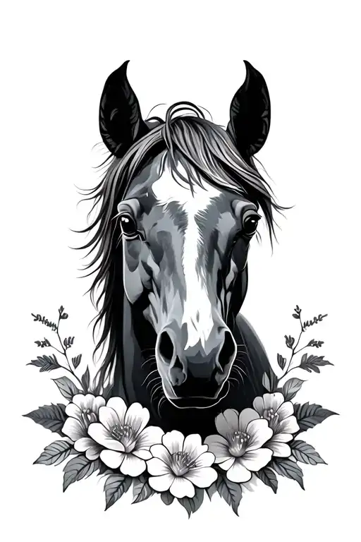 Horse With Flowers Intertwined