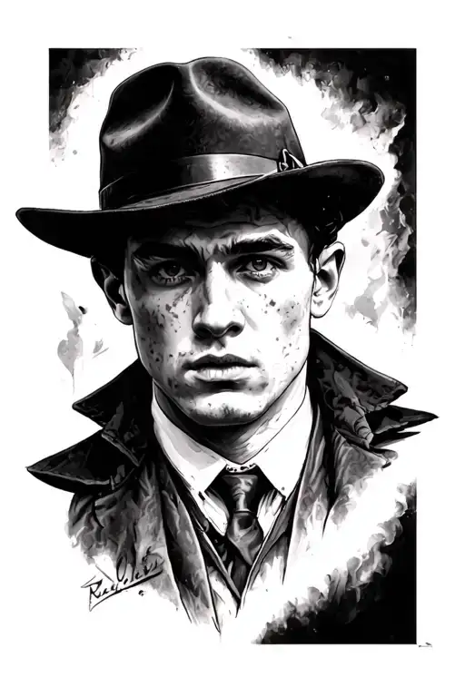 Men's Tattoo In The Style Of Chicago From The Series Peaky Blinders Cillian Murphy