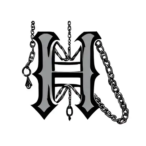 Hugo Lettering With A Chain Hanging On The H