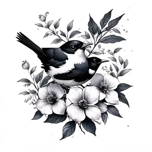 Tree Bird Flowers Cards