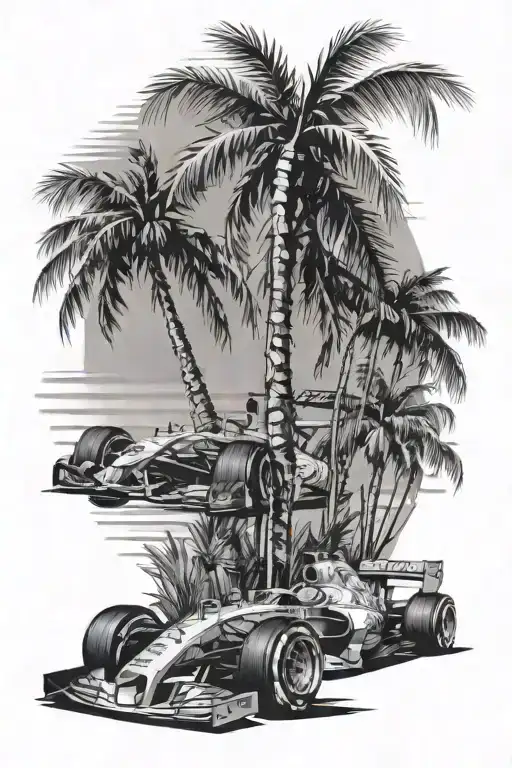 F1 Car And Palm Tree