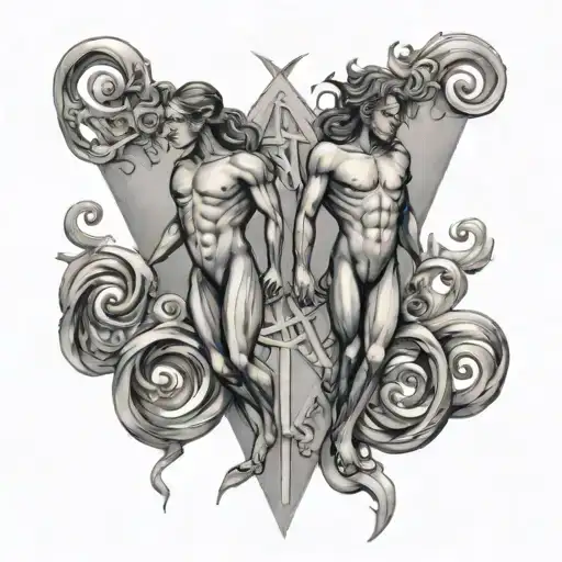 Gemini Twins Walking Tarus Zodiac Sign Combined