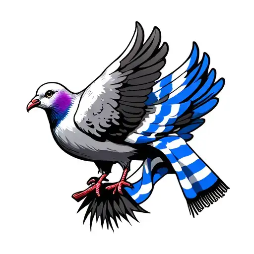 Dove Holding A Blue White Stripes Scarf Write 'Ultras