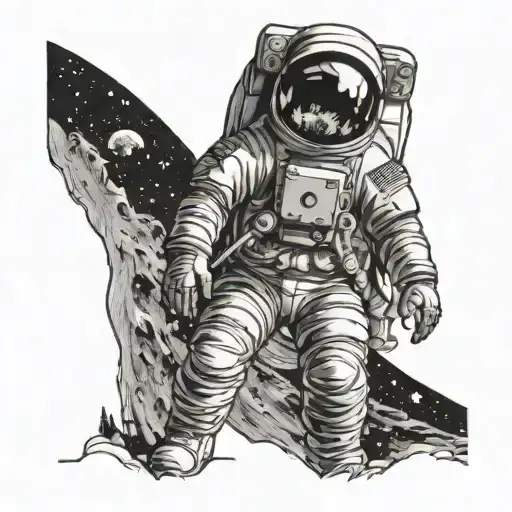 Astronaut Standing Infront Of The Moon