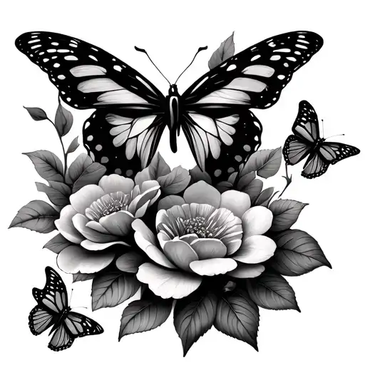 Flower Vine Wrapping With Butterflies Fluttering