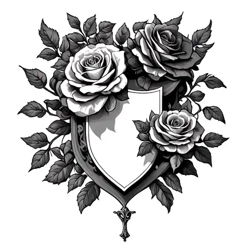 Draw A Gothic Coat Of Arms Decorated With Roses