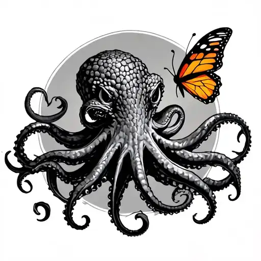 Kraken With Butterly On On Tentacle