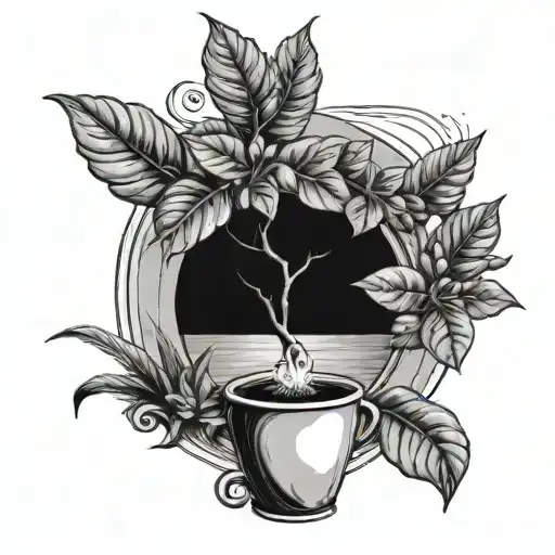 A Coffee Plant Growing On A Beach With Family Members Exercising Around It