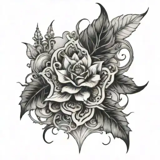 Fine Line Black Work Fantasy