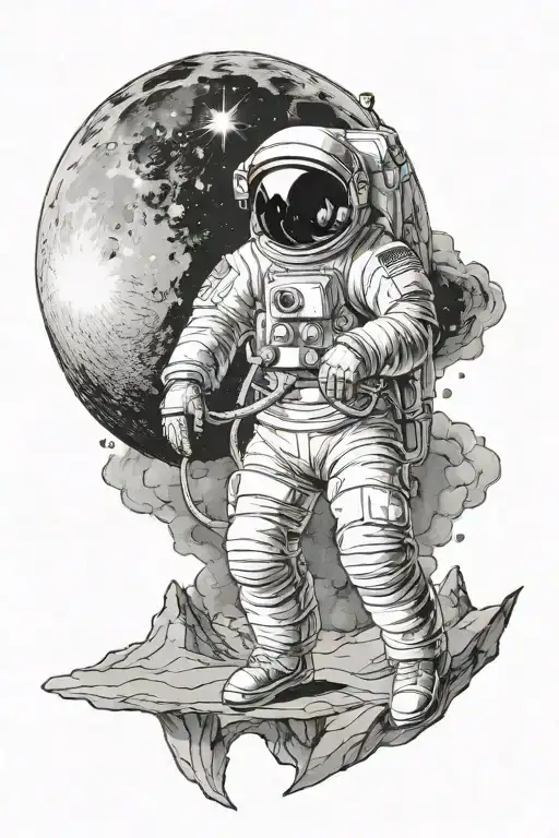 Astronaut Standing Infront Of The Moon