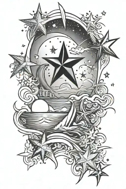 Beach And Stars Shining