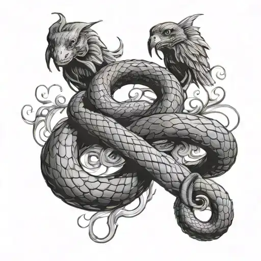 Harry Potter And The Chamber Of Secrets Intertwined With A Snake And 2 Angels