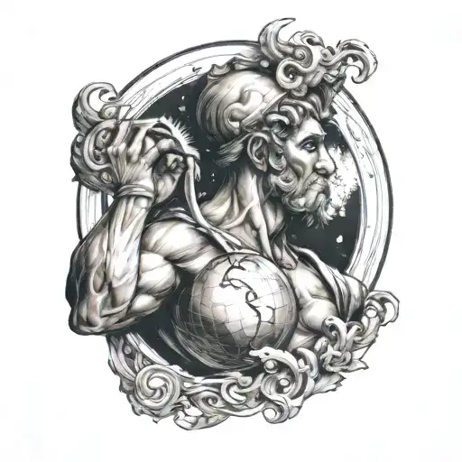 Atlas Greek God Holding Earth