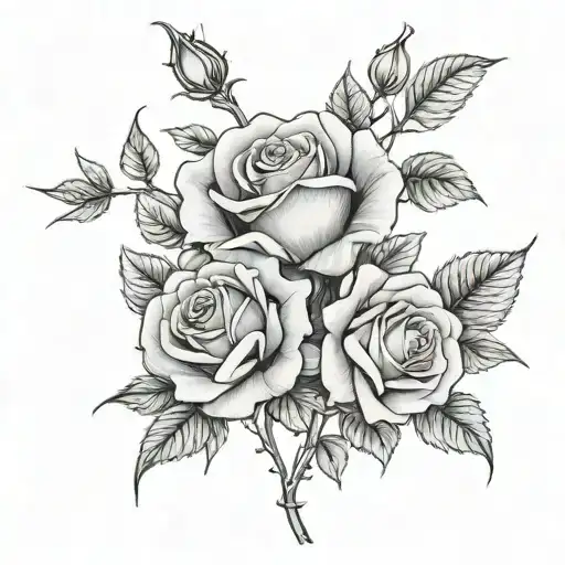 Flowers With Stems And Rose