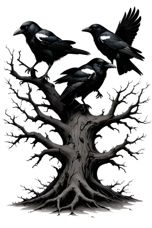Crows And A Dead Tree