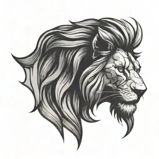 Lion Head In Darkness