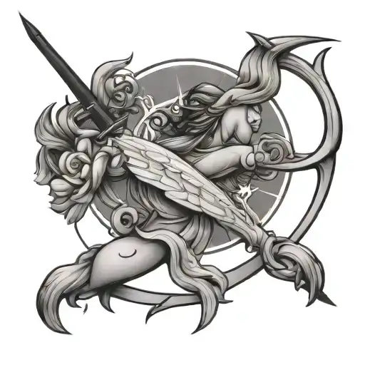 Simple Sagittarius Tattoo Design