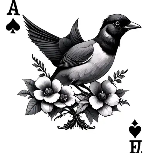 Tree Bird Flowers Ace Of Spades