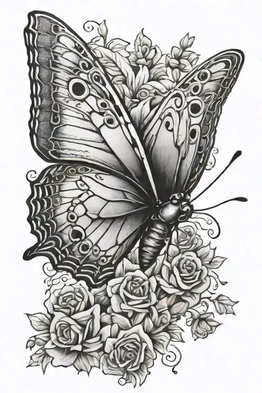 Roman Statue Style Butterfly Resting