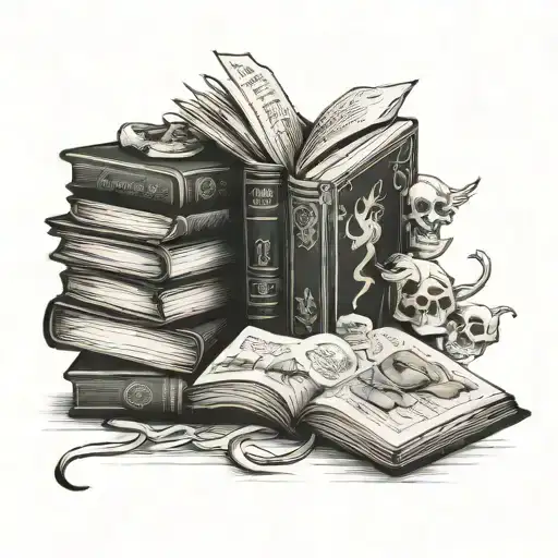 Fine Line Black Work Fantasy Books