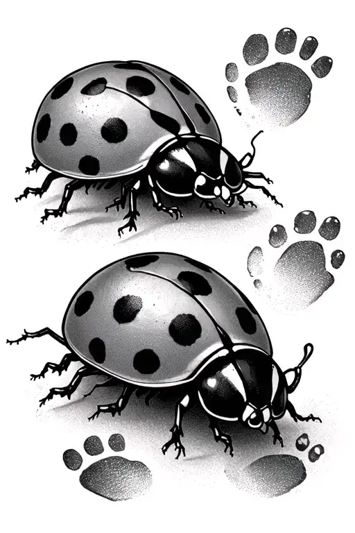 2 Small Lady Bugs Walking Up Forearm With Little Foot Print Behind Them