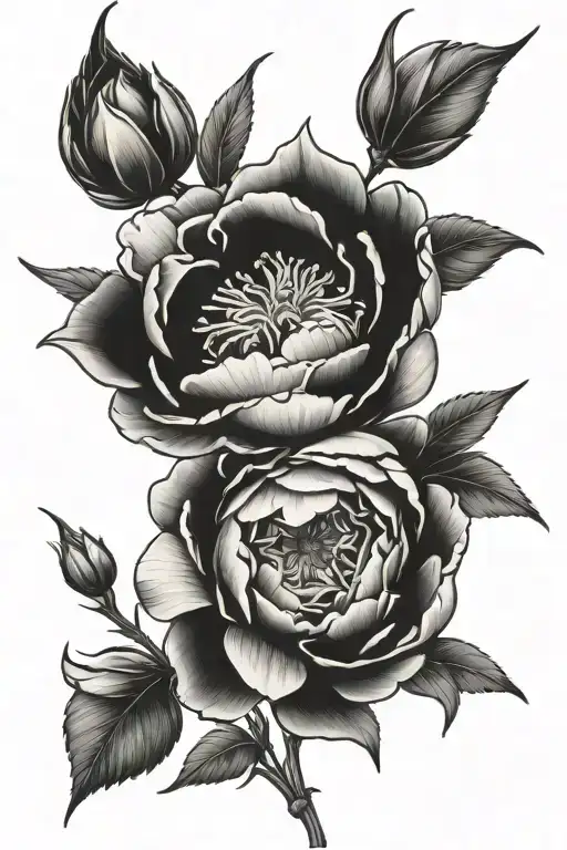 Larkspur Peony And Closed Rose Bud