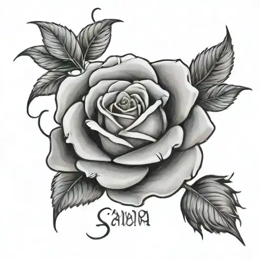 Name Tattoo Sandra With Rose Going Threw
