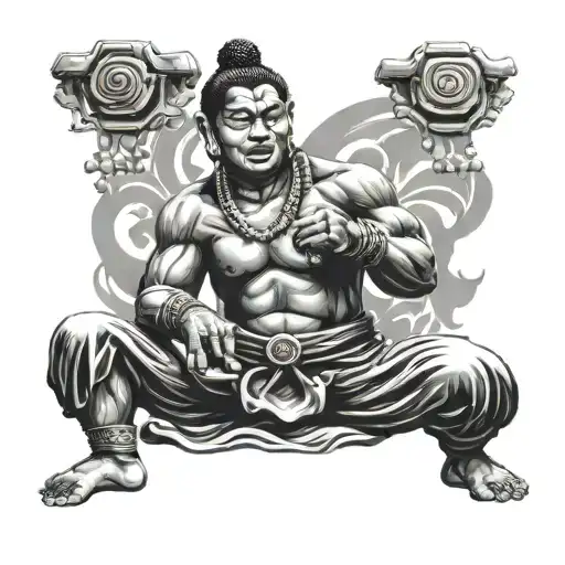 Realstic Muay Thai Fighter Budda Background